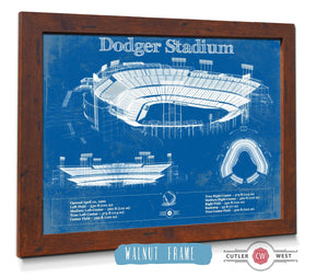 20" x 16" / Walnut Frame Cutler West Vintage LA Dodgers Stadium Blueprint Baseball Print