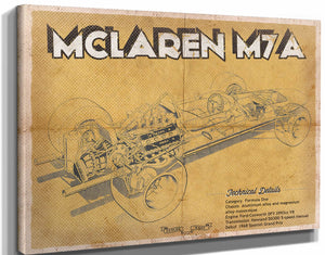 14" x 11" / Stretched Canvas Wrap Cutler West Vintage Mclaren M7a Formula One Race Car Print