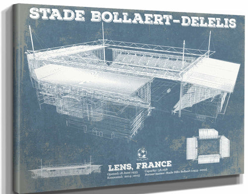 14" x 11" / Stretched Canvas Wrap Cutler West Vintage RC Lens Stade Bollaert-Delelis Stadium Soccer Print