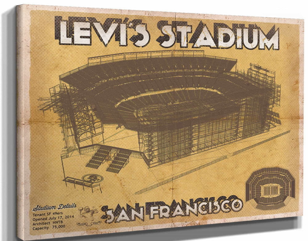 14" x 11" / Stretched Canvas Wrap Cutler West Vintage San Francisco 49ers - Levi's Stadium NFL Print