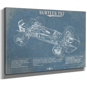 Surtees TS7 Formula One Racing Print as a stretched canvas wrap with gallery wrapped edges
