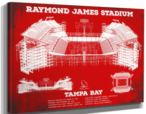 14" x 11" / Stretched Canvas Wrap Cutler West Vintage Tampa Bay Buccaneers Team Color - Raymond James Stadium Print