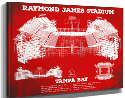 14" x 11" / Stretched Canvas Wrap Cutler West Vintage Tampa Bay Buccaneers Team Color - Raymond James Stadium Print