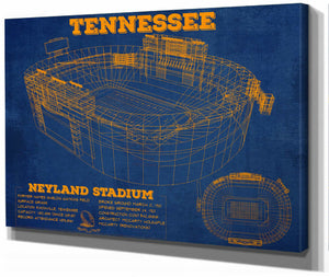 14" x 11" / Stretched Canvas Wrap Cutler West Vintage Tennessee Volunteers - Neyland Stadium Blueprint Wall Art