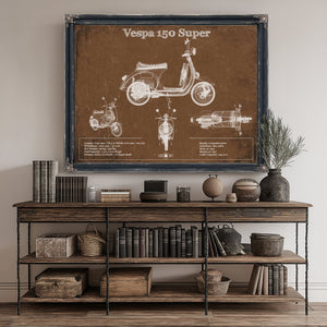 Vespa 150 VBC Scooter Print canvas print size guide 24x18 36x24 48x36 inches