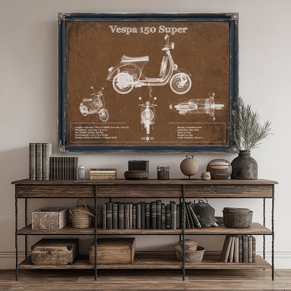 Vespa 150 VBC Scooter Print canvas print size guide 24x18 36x24 48x36 inches