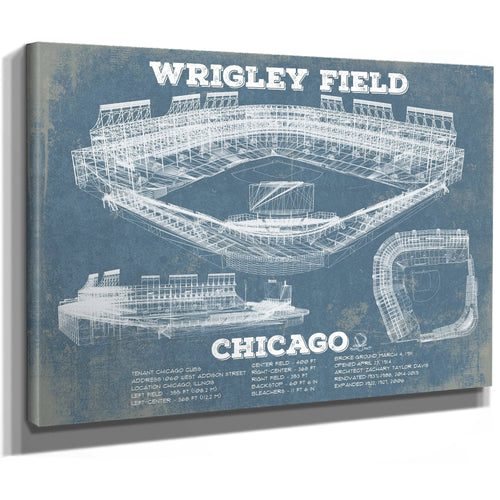 Wrigley Field Art - Chicago Cubs Stadium Print as a stretched canvas wrap with gallery wrapped edges