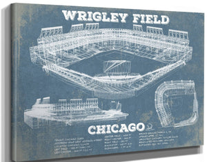 20" x 16" / Stretched Canvas Wrap Cutler West Vintage Wrigley Field Print - Chicago Cubs Baseball Art Print