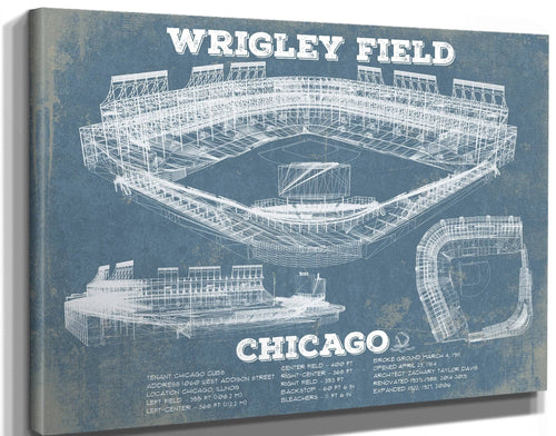 20" x 16" / Stretched Canvas Wrap Cutler West Vintage Wrigley Field Print - Chicago Cubs Baseball Art Print