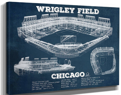 14" x 11" / Stretched Canvas Wrap Cutler West Vintage Wrigley Field Print - Chicago Cubs Baseball Print