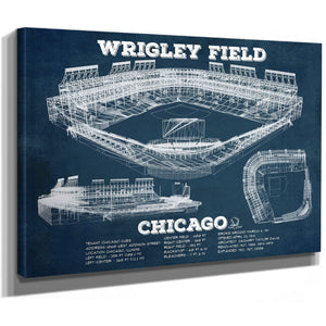 Wrigley Field Art - Chicago Cubs Stadium Print as a stretched canvas wrap with gallery wrapped edges