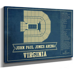 Virginia Cavaliers - John Paul Jones Arena Seating Print as a stretched canvas wrap with gallery wrapped edges