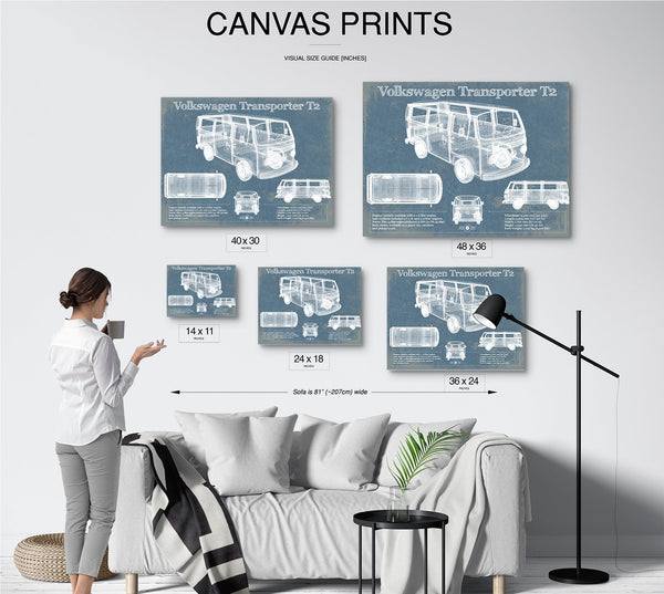 Cutler West Volkswagen Transporter T2 Vintage Blueprint Auto Print