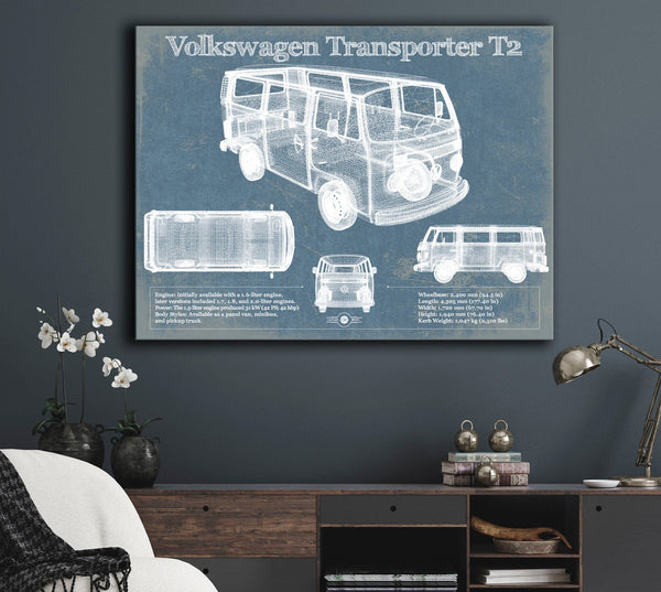 Cutler West Volkswagen Transporter T2 Vintage Blueprint Auto Print