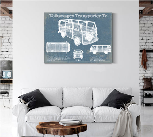 Cutler West Volkswagen Transporter T2 Vintage Blueprint Auto Print
