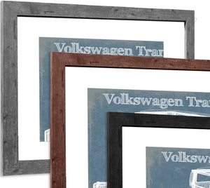 14" x 11" / Greyson Frame & Mat Cutler West Volkswagen Transporter T2 Vintage Blueprint Auto Print