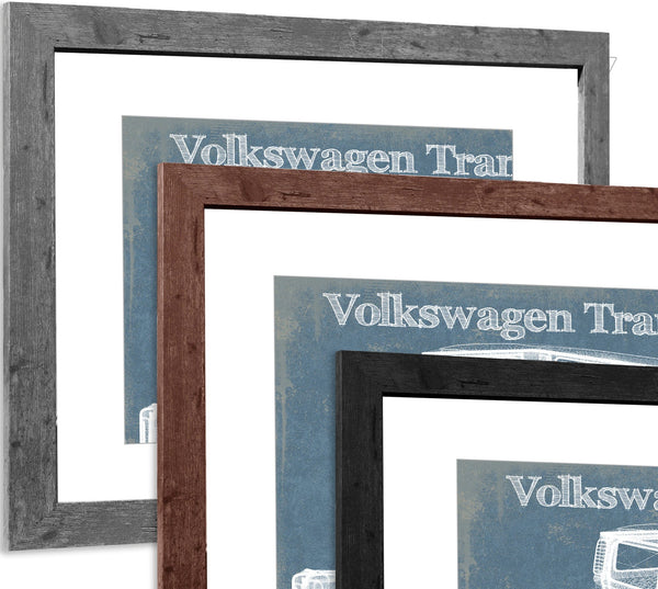 14" x 11" / Greyson Frame & Mat Cutler West Volkswagen Transporter T2 Vintage Blueprint Auto Print