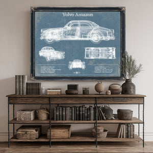 Volvo Amazon Blueprint Art Print canvas print size guide 24x18 36x24 48x36 inches