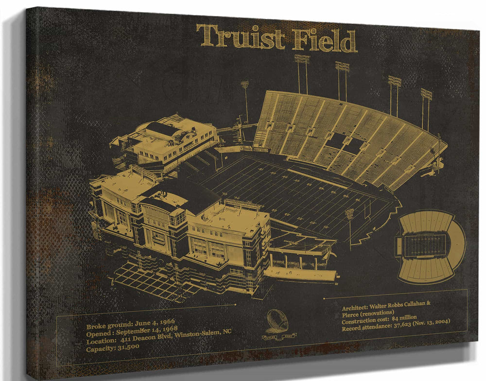 14" x 11" / Stretched Canvas Wrap Cutler West Wake Forest Football Art - BB&T Field (2007–2020) Vintage Wall Art