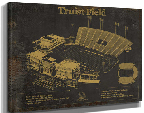 14" x 11" / Stretched Canvas Wrap Cutler West Wake Forest Football Art - Truist Field Vintage Wall Art