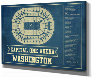 14" x 11" / Stretched Canvas Wrap Cutler West Washington Capitals - Capital One Arena Seating Chart Vintage Art Print