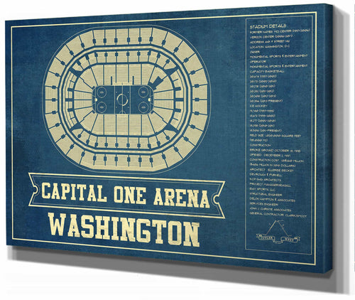 14" x 11" / Stretched Canvas Wrap Cutler West Washington Capitals - Capital One Arena Seating Chart Vintage Art Print