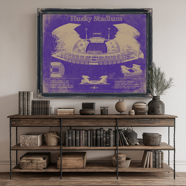 Washington Huskies Art - Husky Stadium Print canvas print size guide 24x18 36x24 48x36 inches