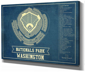 14" x 11" / Stretched Canvas Wrap Cutler West Washington Nationals - National Park Vintage Stadium Print