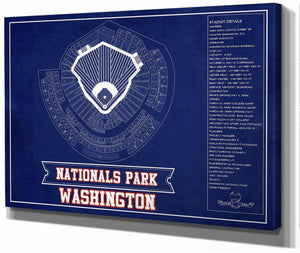 14" x 11" / Stretched Canvas Wrap Cutler West Washington Nationals - National Park Vintage Stadium Team Color Print