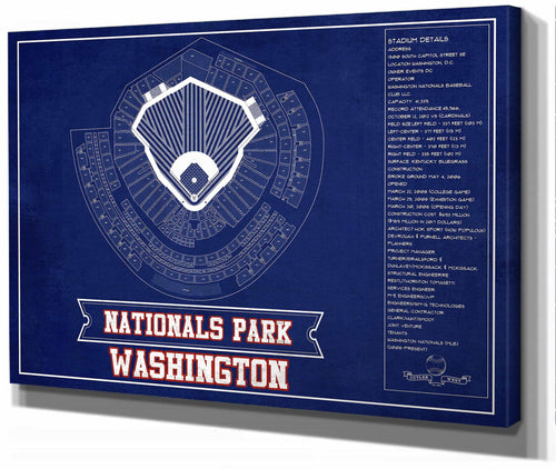 14" x 11" / Stretched Canvas Wrap Cutler West Washington Nationals - National Park Vintage Stadium Team Color Print