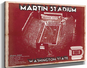 Cutler West Washington State Cougars Martin Stadium Team Color Vintage Art Print