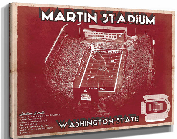 Cutler West Washington State Cougars Martin Stadium Team Color Vintage Art Print