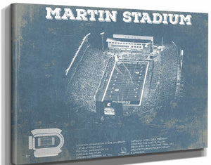 14" x 11" / Stretched Canvas Wrap Cutler West Washington State Cougars Martin Stadium Vintage Art Print