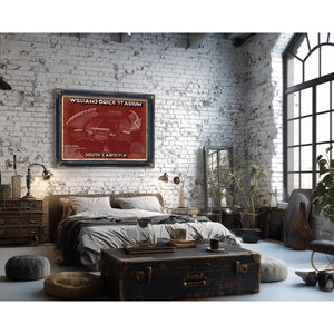 Williams-Brice Stadium Art - South Carolina Gamecocks Print framed in Vintage Black in a farmhouse entryway
