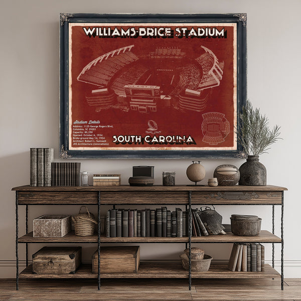 Williams-Brice Stadium Art - South Carolina Gamecocks Print canvas print size guide 24x18 36x24 48x36 inches