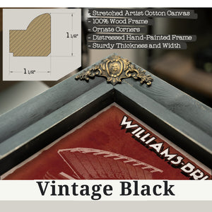 Vintage Black frame corner detail, 1.5 inch ornate wood moulding, Williams-Brice Stadium Art - South Carolina Gamecocks Print