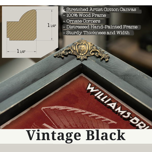 Vintage Black frame corner detail, 1.5 inch ornate wood moulding, Williams-Brice Stadium Art - South Carolina Gamecocks Print