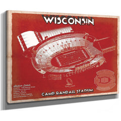 Wisconsin Badgers Camp Randall Stadium Print as a stretched canvas wrap with gallery wrapped edges