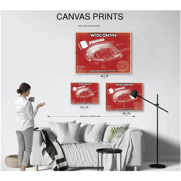Wisconsin Badgers Camp Randall Stadium Print displayed on a wall