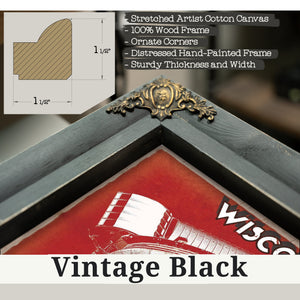 Vintage Black frame corner detail, 1.5 inch ornate wood moulding, Wisconsin Badgers Camp Randall Stadium Print