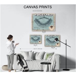 Wrigley Field Art- Chicago Cubs Stadium Print displayed on a wall