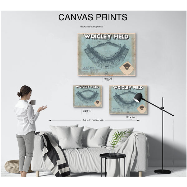 Wrigley Field Art- Chicago Cubs Stadium Print displayed on a wall
