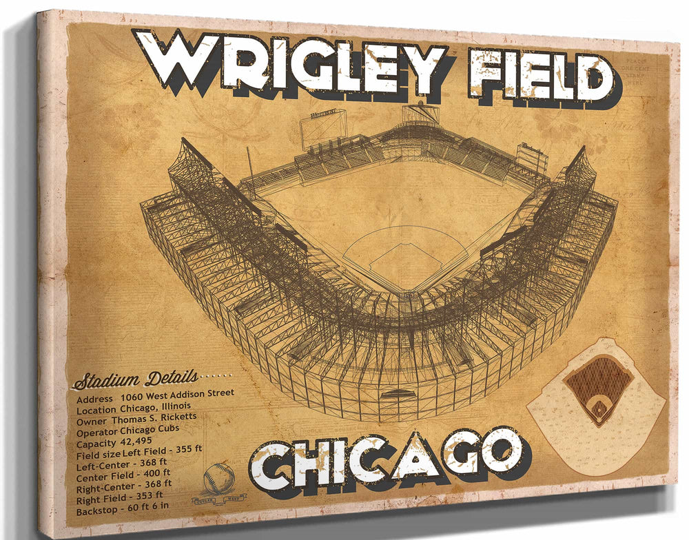 14" x 11" / Stretched Canvas Wrap Cutler West Wrigley Field - Chicago Cubs Baseball Print