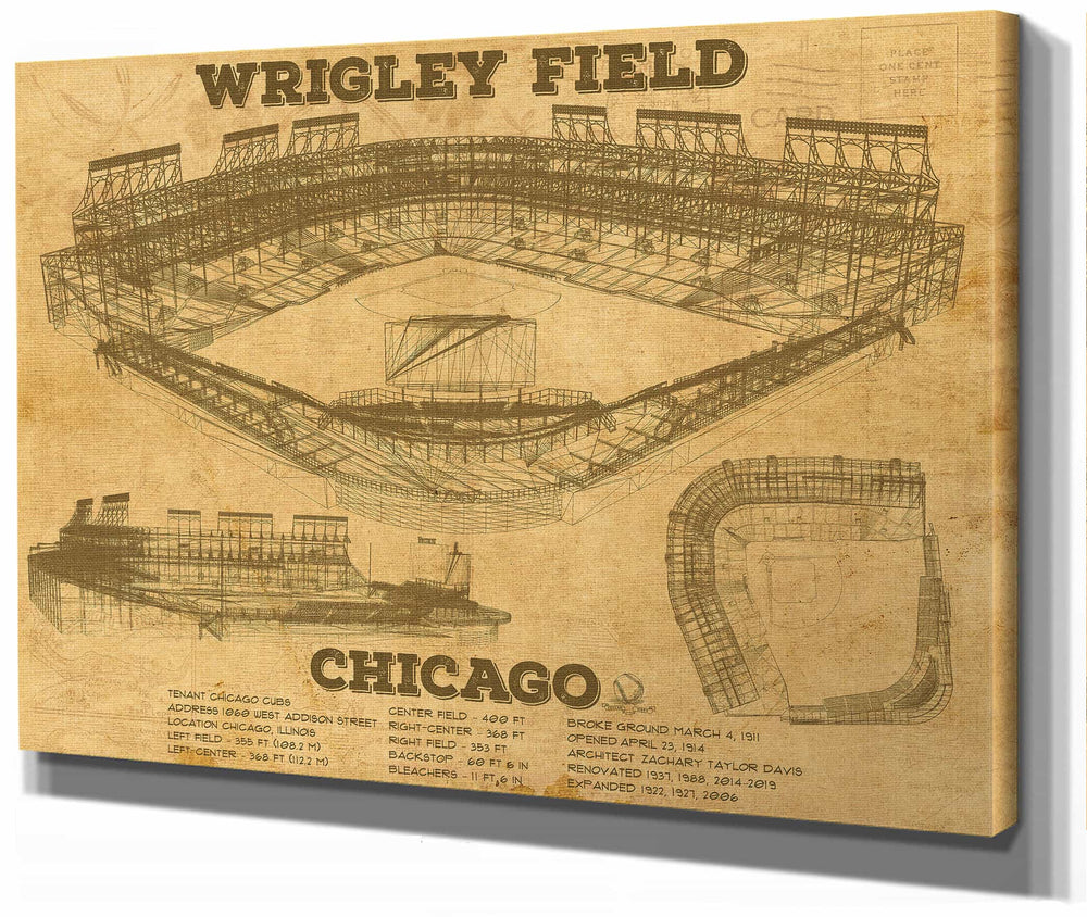 14" x 11" / Stretched Canvas Wrap Cutler West Wrigley Field Print - Chicago Cubs Baseball Print