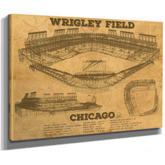 Wrigley Field Art - Chicago Cubs Stadium Print as a stretched canvas wrap with gallery wrapped edges