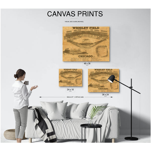 Wrigley Field Art - Chicago Cubs Stadium Print displayed on a wall
