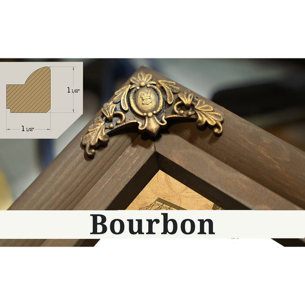 Bourbon frame corner detail, 1.5 inch ornate wood moulding, Wrigley Field Art - Chicago Cubs Stadium Print