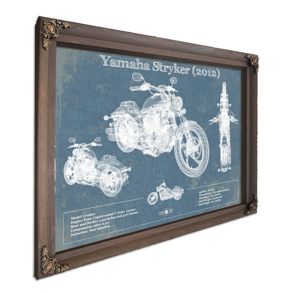 2012 Yamaha Stryker Print in a Bourbon stained wood frame with antique gold corners
