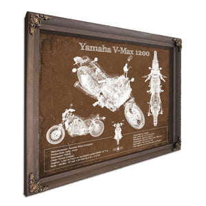 Yamaha V-Max 1200 Print in a Bourbon stained wood frame with antique gold corners