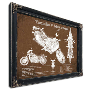 Yamaha V-Max 1200 Print in a distressed Vintage Black wood frame with ornate corners